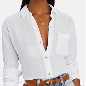 Hadley Cotton Gauze Button-Down Shirt Small